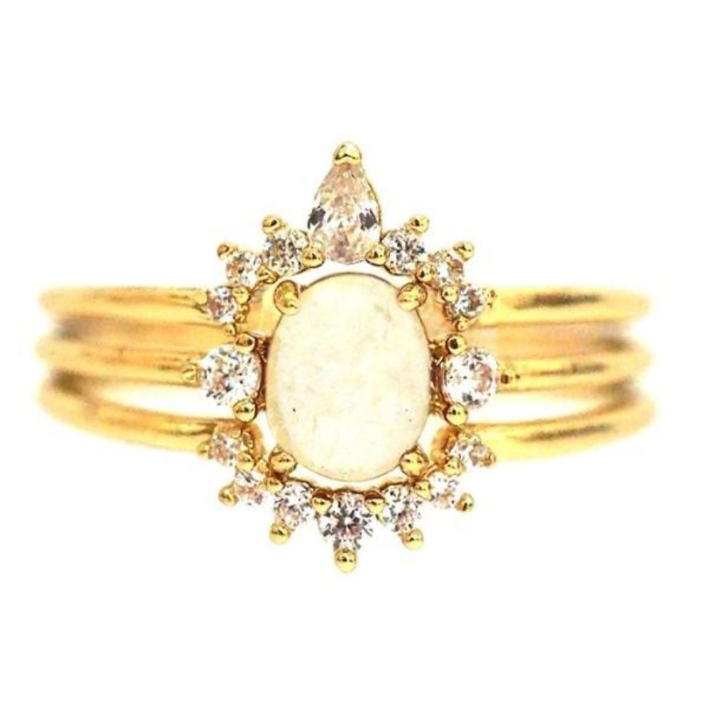 Size 8 - TAI JEWELRY - Stackable Crown Ring Set - White - Picture 13 of 15